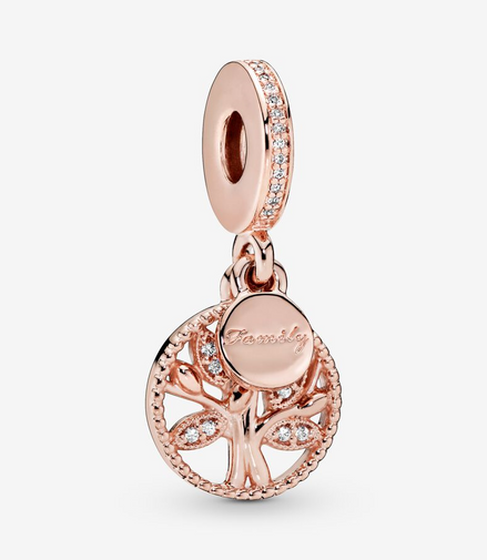 Pandora Moments 14K Rose Gold-Plated Sparkling Family Tree Dangle Charm
