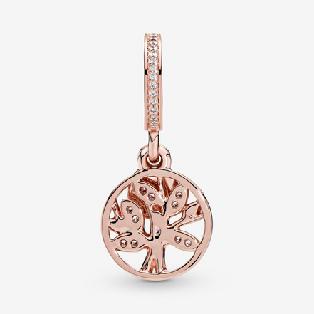 Pandora Moments 14K Rose Gold-Plated Sparkling Family Tree Dangle Charm
