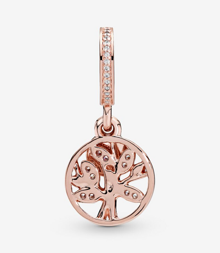 Pandora Moments 14K Rose Gold-Plated Sparkling Family Tree Dangle Charm
