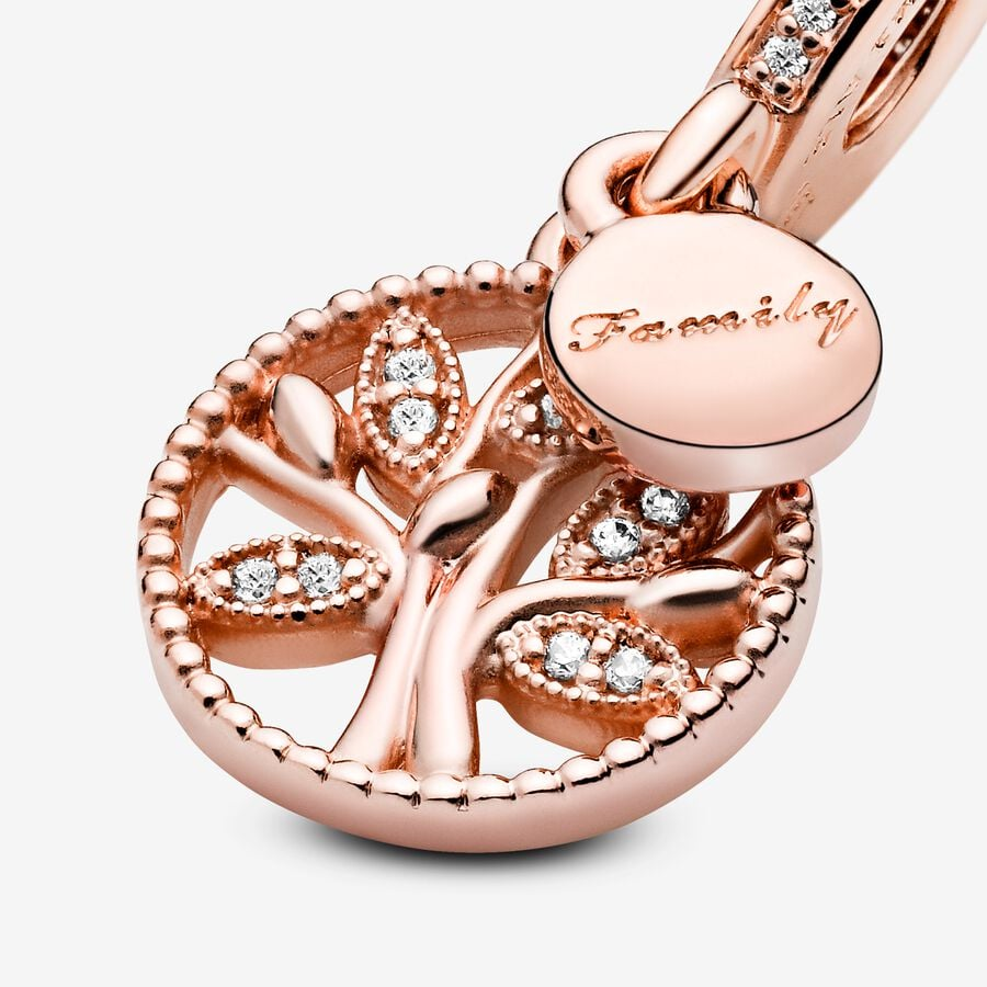 Pandora Moments 14K Rose Gold-Plated Sparkling Family Tree Dangle Charm