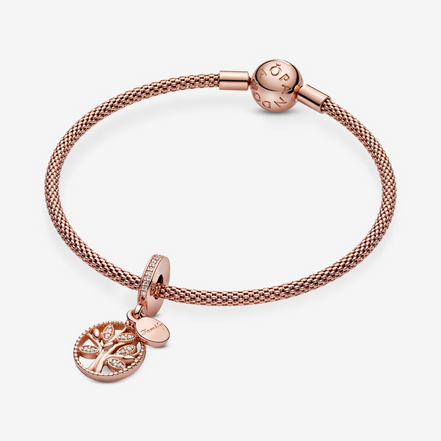 Pandora Moments 14K Rose Gold-Plated Sparkling Family Tree Dangle Charm