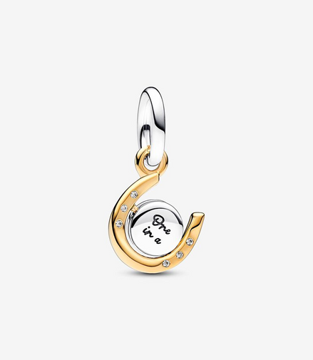 Pandora Moments Two-Tone Spinning Disc Horseshoe Dangle Charm