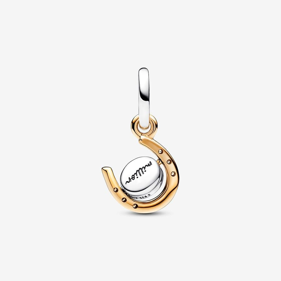 Pandora Moments Two-Tone Spinning Disc Horseshoe Dangle Charm