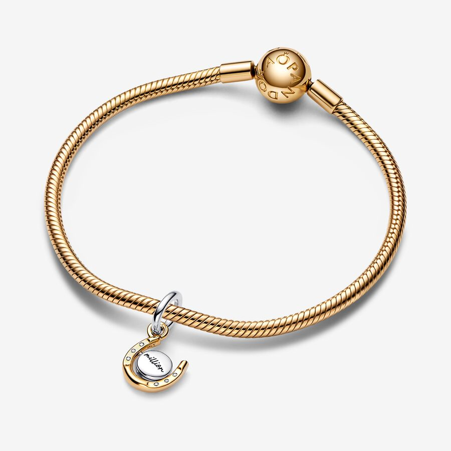 Pandora Moments Two-Tone Spinning Disc Horseshoe Dangle Charm