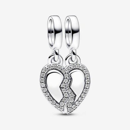Pandora Moments "FriendsTo The End"  Splittable Heart Dangle Charm