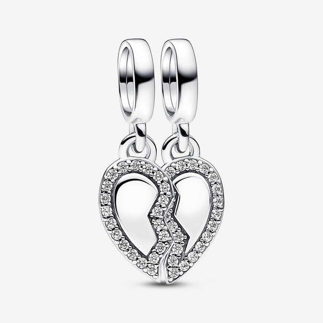 Pandora Moments "FriendsTo The End"  Splittable Heart Dangle Charm