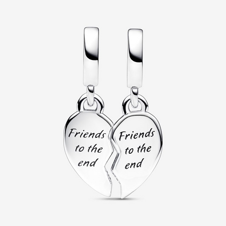 Pandora Moments "FriendsTo The End"  Splittable Heart Dangle Charm