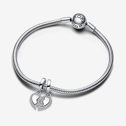 Pandora Moments "FriendsTo The End"  Splittable Heart Dangle Charm