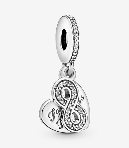 Pandora Moments Forever Friends Heart Silver Dangle Charm