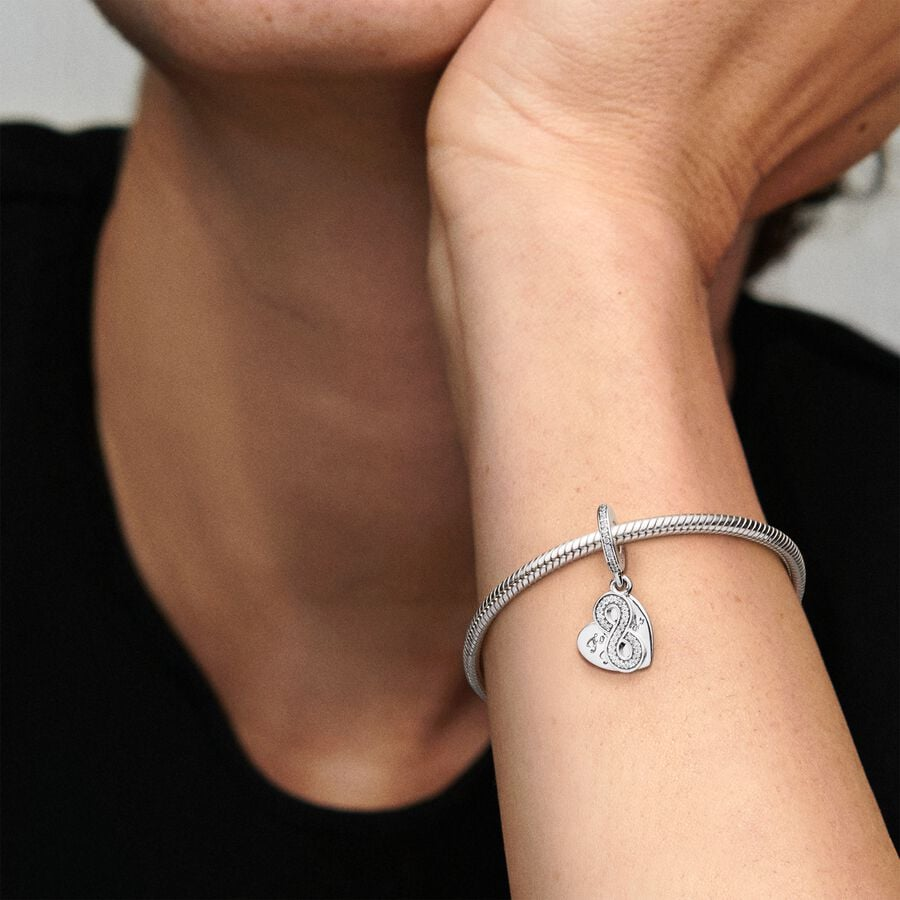Pandora Moments Forever Friends Heart Silver Dangle Charm