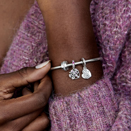 Pandora Moments Forever Friends Heart Silver Dangle Charm