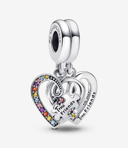 Pandora Moments "True Friends" Puzzle Piece Hearts Splittable Friendship Dangle Charm