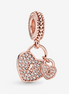 Pandora Moments Pavé Heart Padlocks Dangle Charm