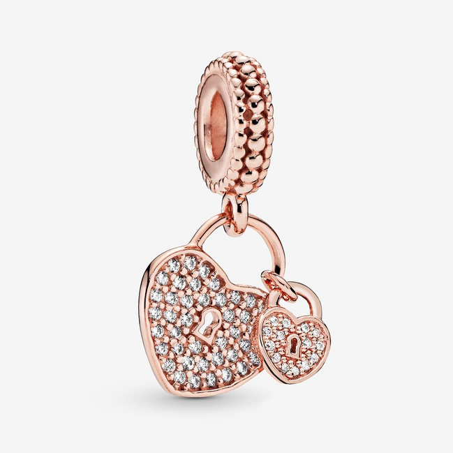 Pandora Moments Pavé Heart Padlocks Dangle Charm
