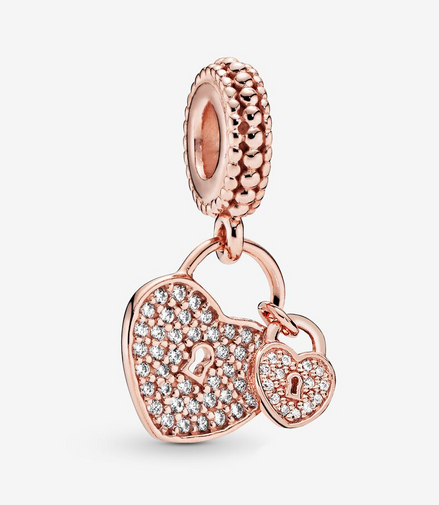 Pandora Moments Pavé Heart Padlocks Dangle Charm