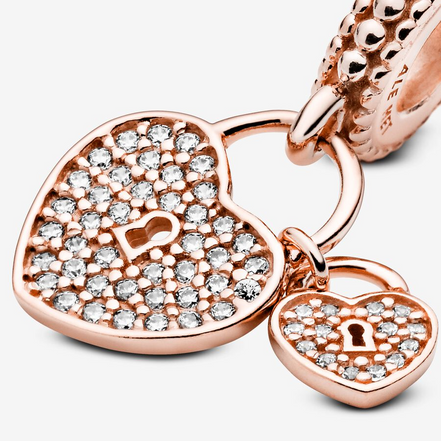 Pandora Moments Pavé Heart Padlocks Dangle Charm