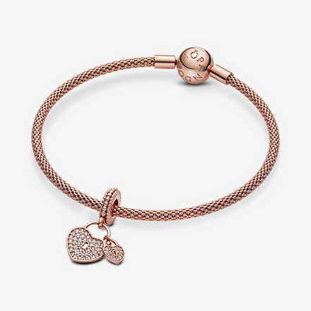 Pandora Moments Pavé Heart Padlocks Dangle Charm