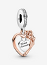 Pandora Moments Heart & Rose Flower Dangle Charm