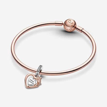 Pandora Moments Heart & Rose Flower Dangle Charm