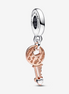 Pandora Moments Two-Tone key & Sliding Heart Dangle Charm