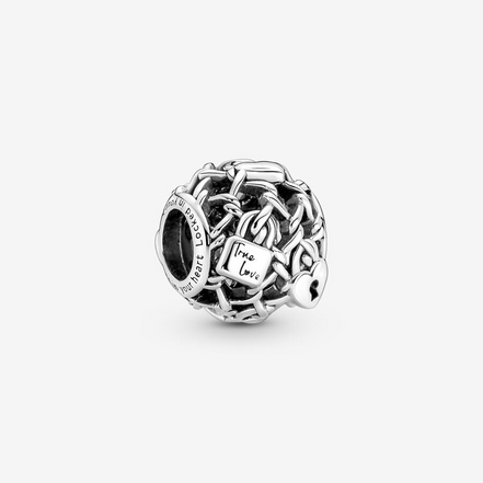 Pandora Moments "True Love" Openwork Chain Link Padlock Charm