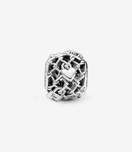 Pandora Moments "True Love" Openwork Chain Link Padlock Charm