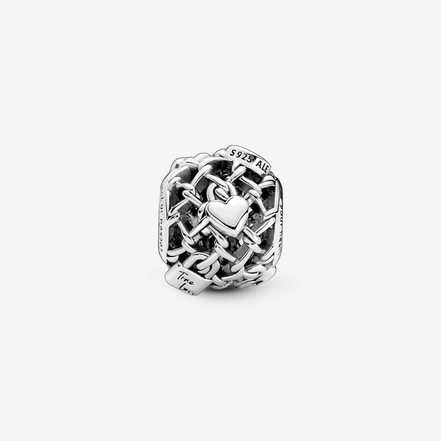 Pandora Moments "True Love" Openwork Chain Link Padlock Charm