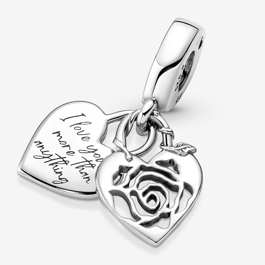 Pandora Moments Rose Heart Padlock Dangle Charm