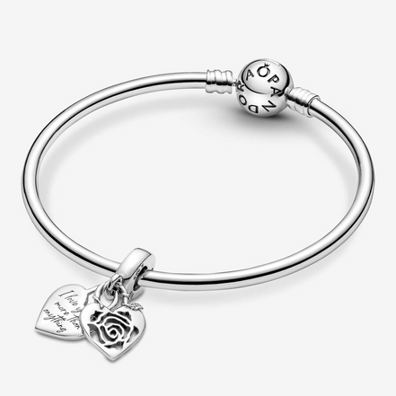 Pandora Moments Rose Heart Padlock Dangle Charm