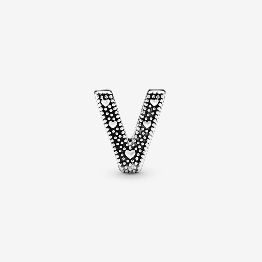 Pandora Moments Letter V Silver Charm