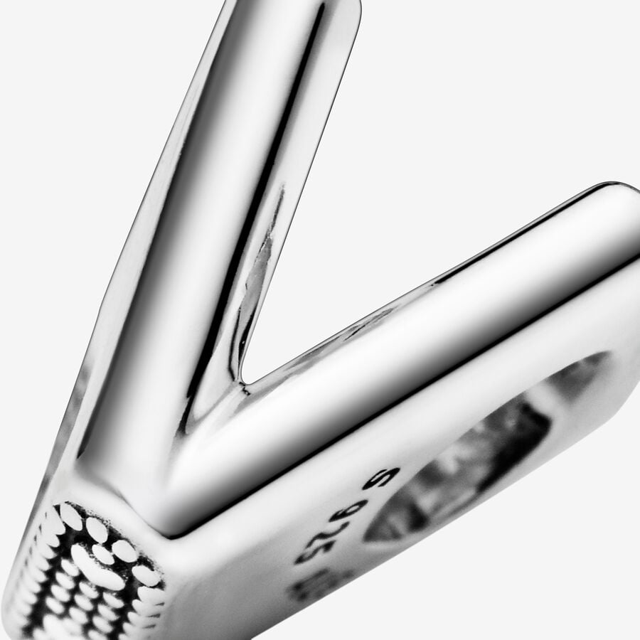 Pandora Moments Letter V Silver Charm