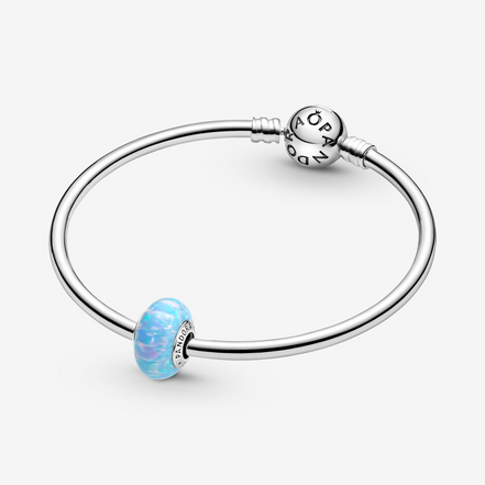 Pandora Moments Opalescent Ocean Blue Murano Charm