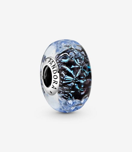 Pandora Moments Wavy Dark Blue Murano Glass Ocean Charm