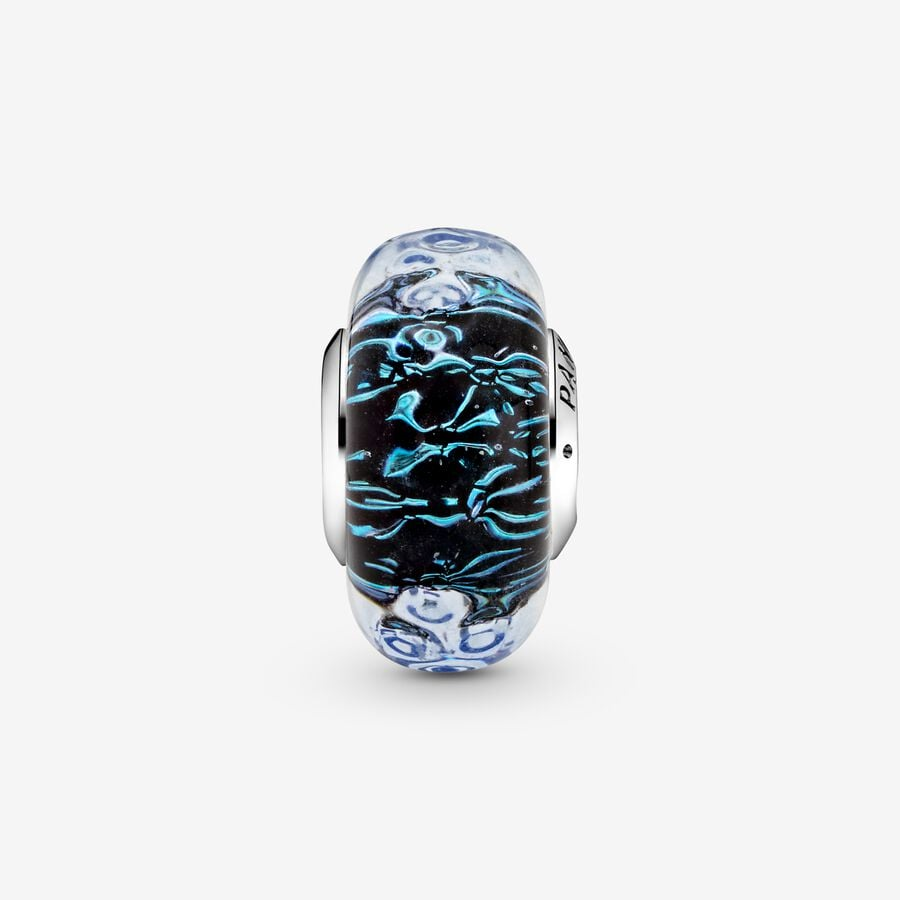 Pandora Moments Wavy Dark Blue Murano Glass Ocean Charm