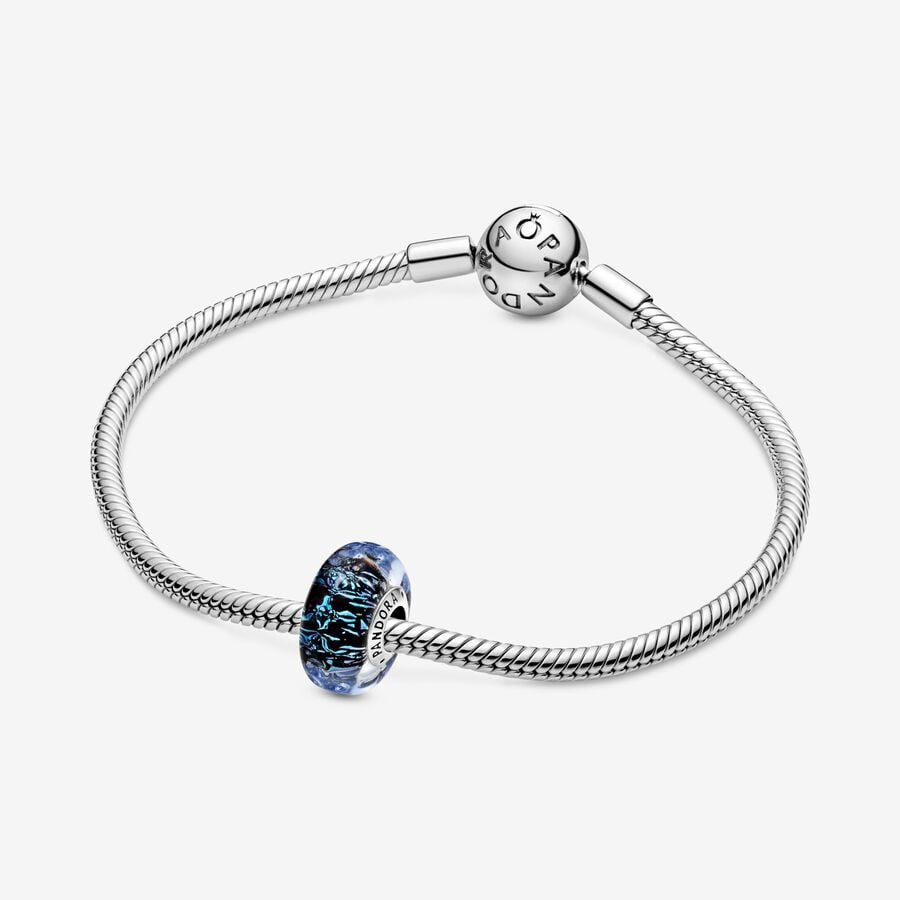 Pandora Moments Wavy Dark Blue Murano Glass Ocean Charm