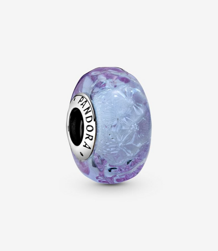 Pandora Moments Wavy Iridescent And Lavender Murano Glass Charm