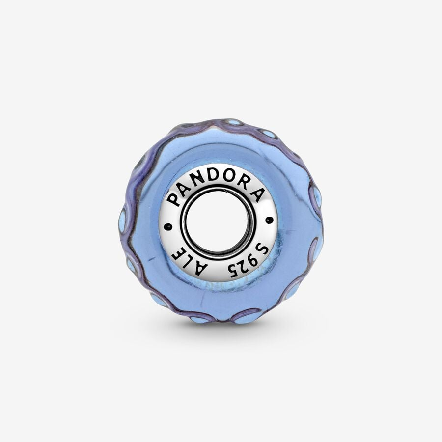 Pandora Moments Wavy Iridescent And Lavender Murano Glass Charm