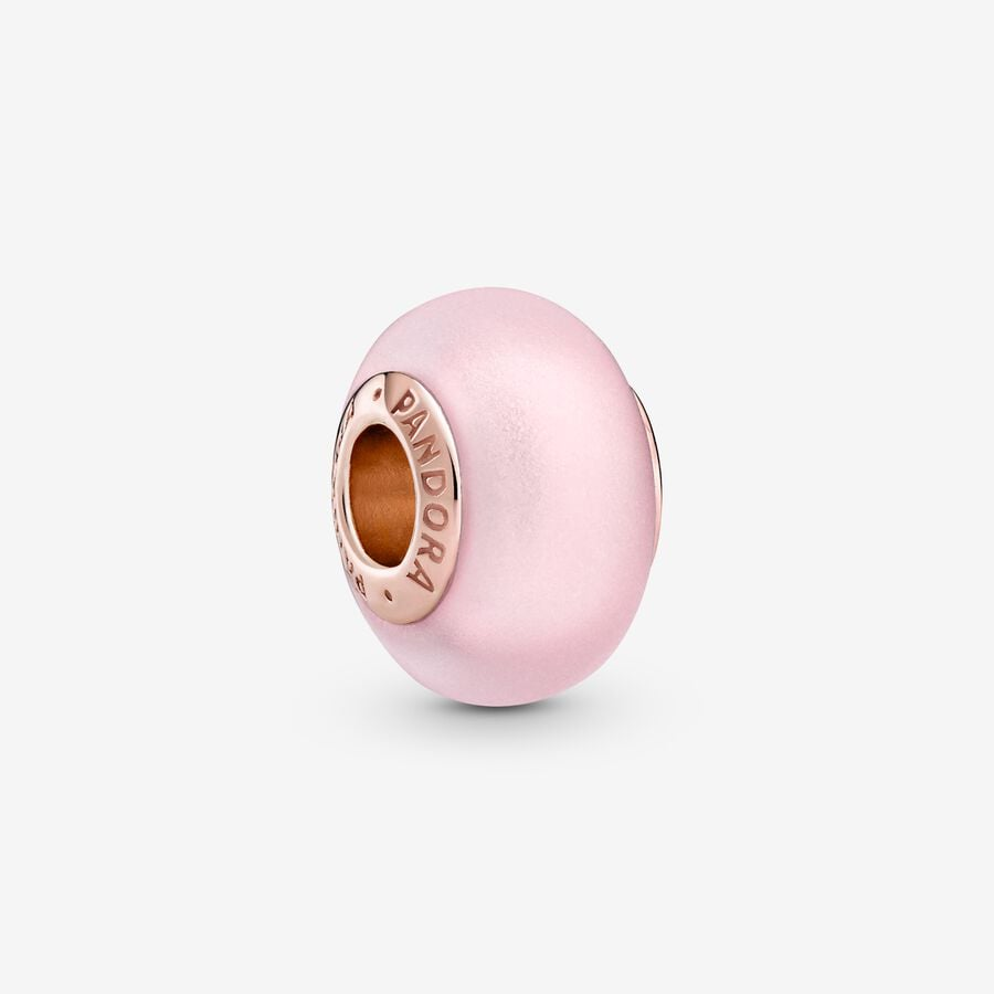 Pandora Moments 14K Gold-Plated Matte Pink Murano Glass Charm