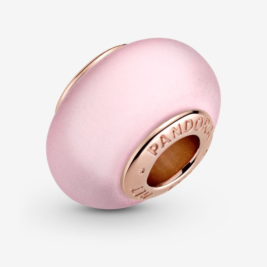 Pandora Moments 14K Gold-Plated Matte Pink Murano Glass Charm