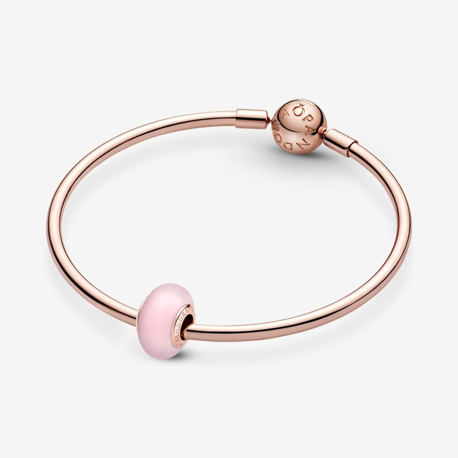 Pandora Moments 14K Gold-Plated Matte Pink Murano Glass Charm
