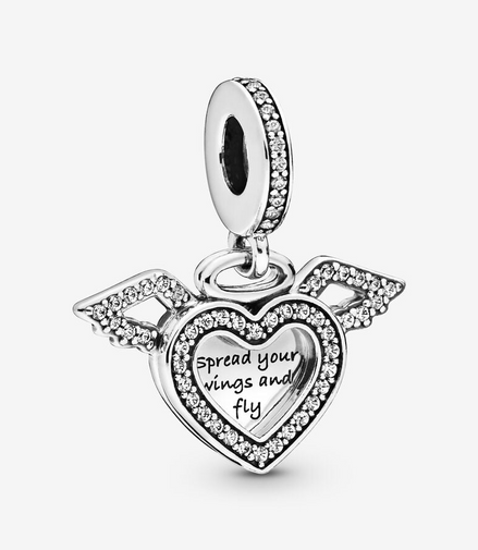 Pandora Moments Heart & Angel Wings Dangle Charm
