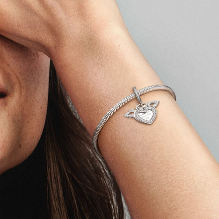 Pandora Moments Heart & Angel Wings Dangle Charm