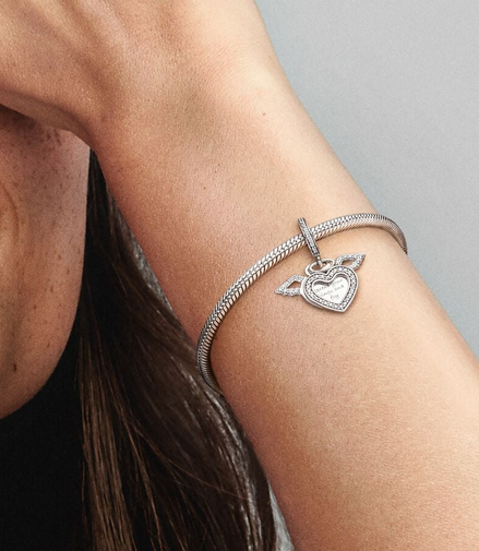 Pandora Moments Heart & Angel Wings Dangle Charm
