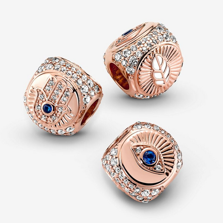 Pandora Moments Hamsa, All-seeing Eye & Feather Three-sided Charm