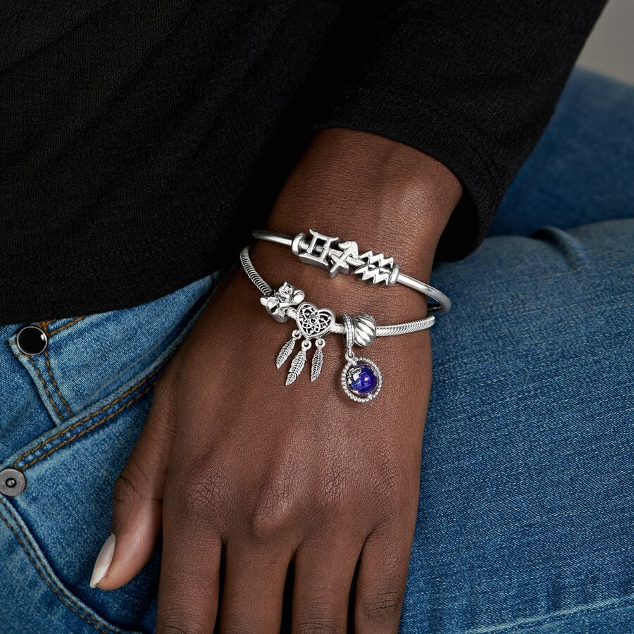 Pandora Moments Silver Sparkling Gemini Zodiac Charm