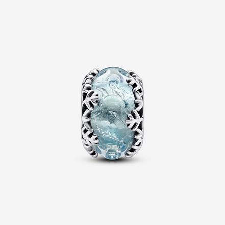 Pandora Moments Silver Winter Blue Snowflake Murano Charm