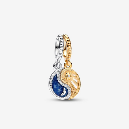Pandora Moments Two-Tone Splittable Sun And Moon Dangle Charm