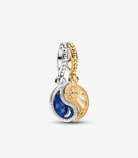 Pandora Moments Two-Tone Splittable Sun And Moon Dangle Charm