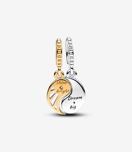 Pandora Moments Two-Tone Splittable Sun And Moon Dangle Charm
