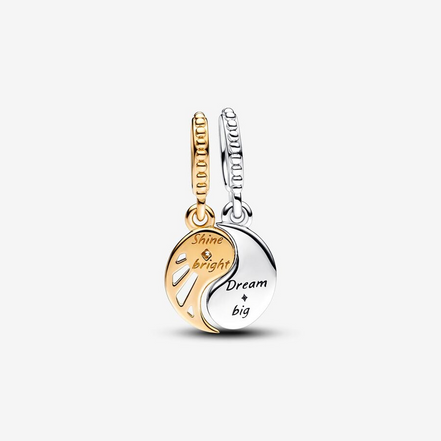 Pandora Moments Two-Tone Splittable Sun And Moon Dangle Charm